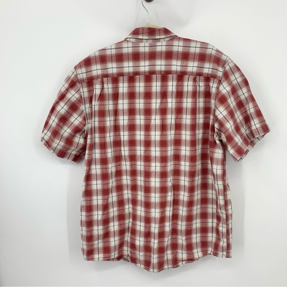 Carhartt Men Size Large Shirt Short Sleeve Top Red White Checkered Plaid Cotton - Picture 4 of 8